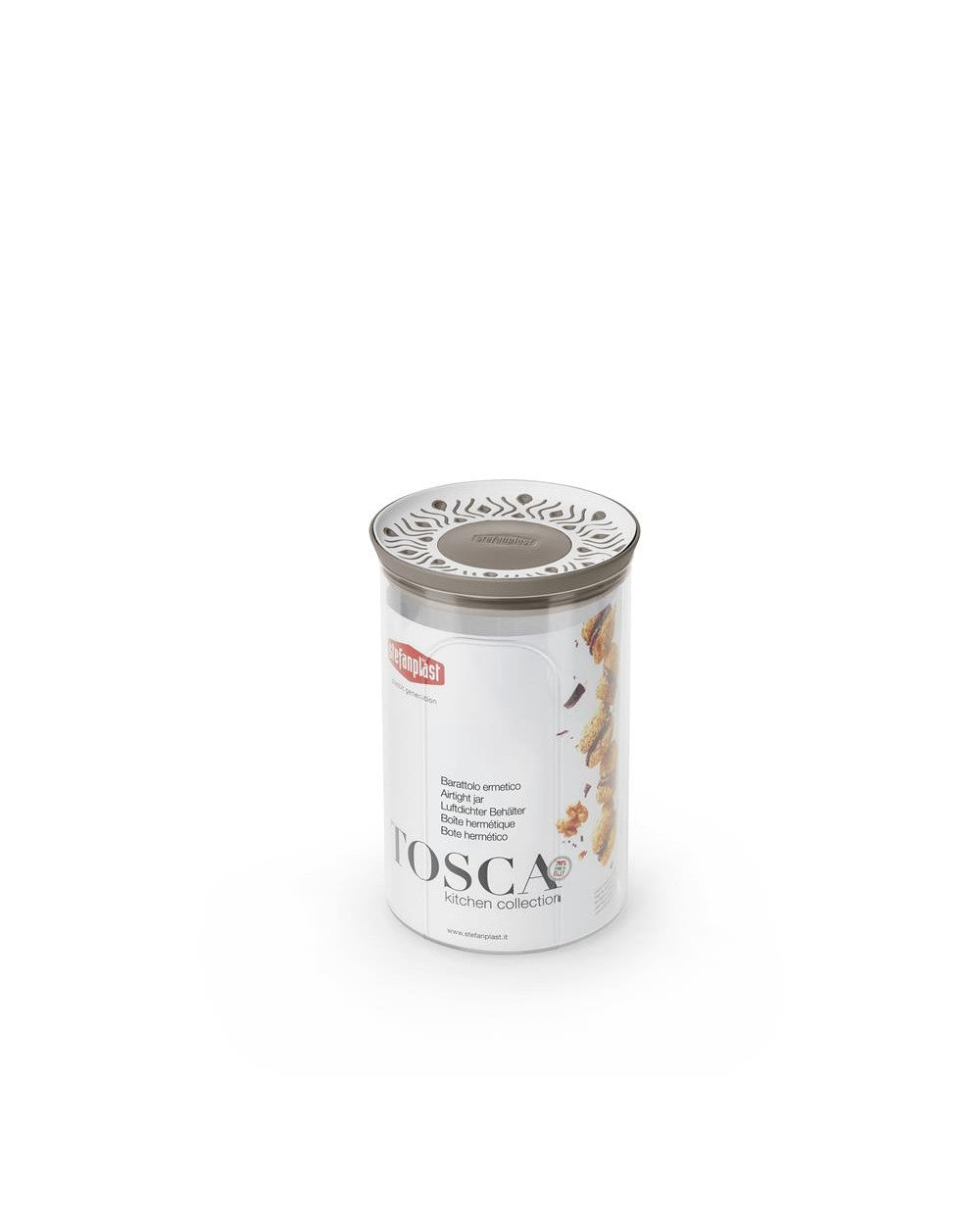 Pot hermétique rond Tosca 1,2L gris tourterelle