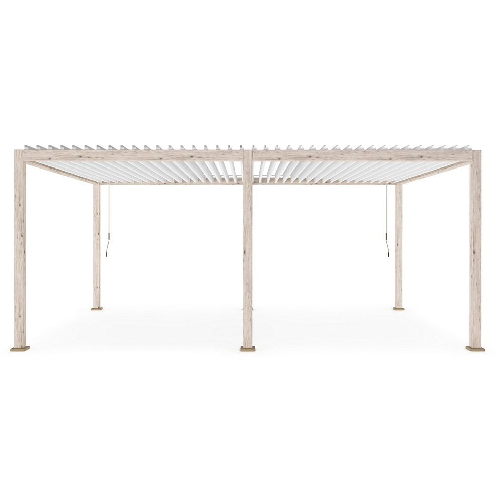 Pergola océan 3,6x6m en aluminium blanc/bois naturel
