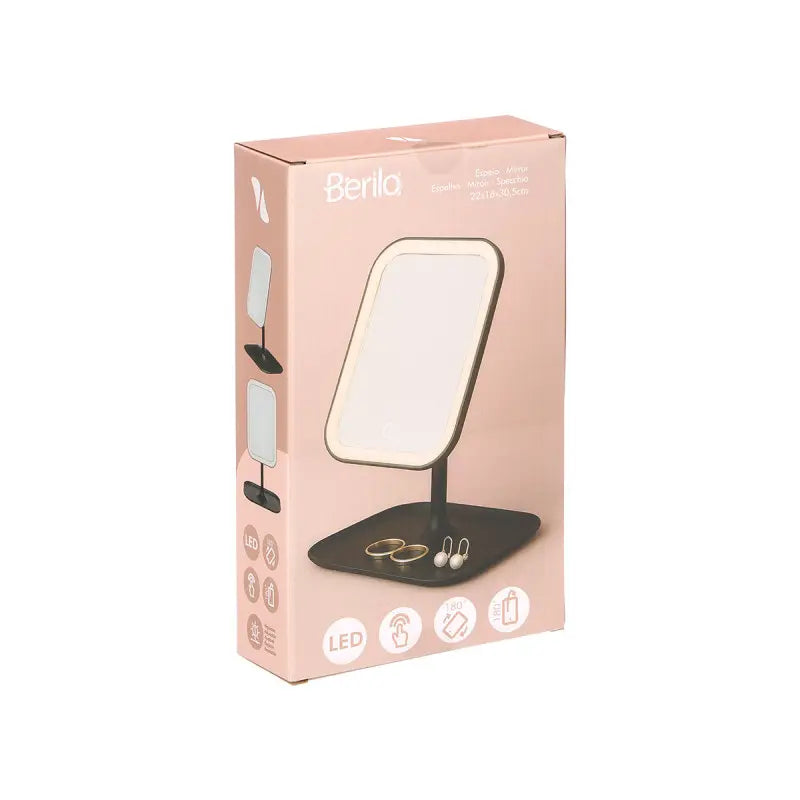 Miroir LED noir 29x16,5x6h cm