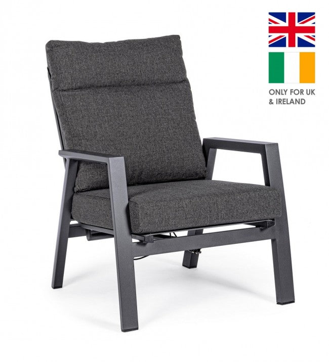 2x Fauteuil Inclinable en Aluminium 72x81x98 cm avec Cadre Noir
