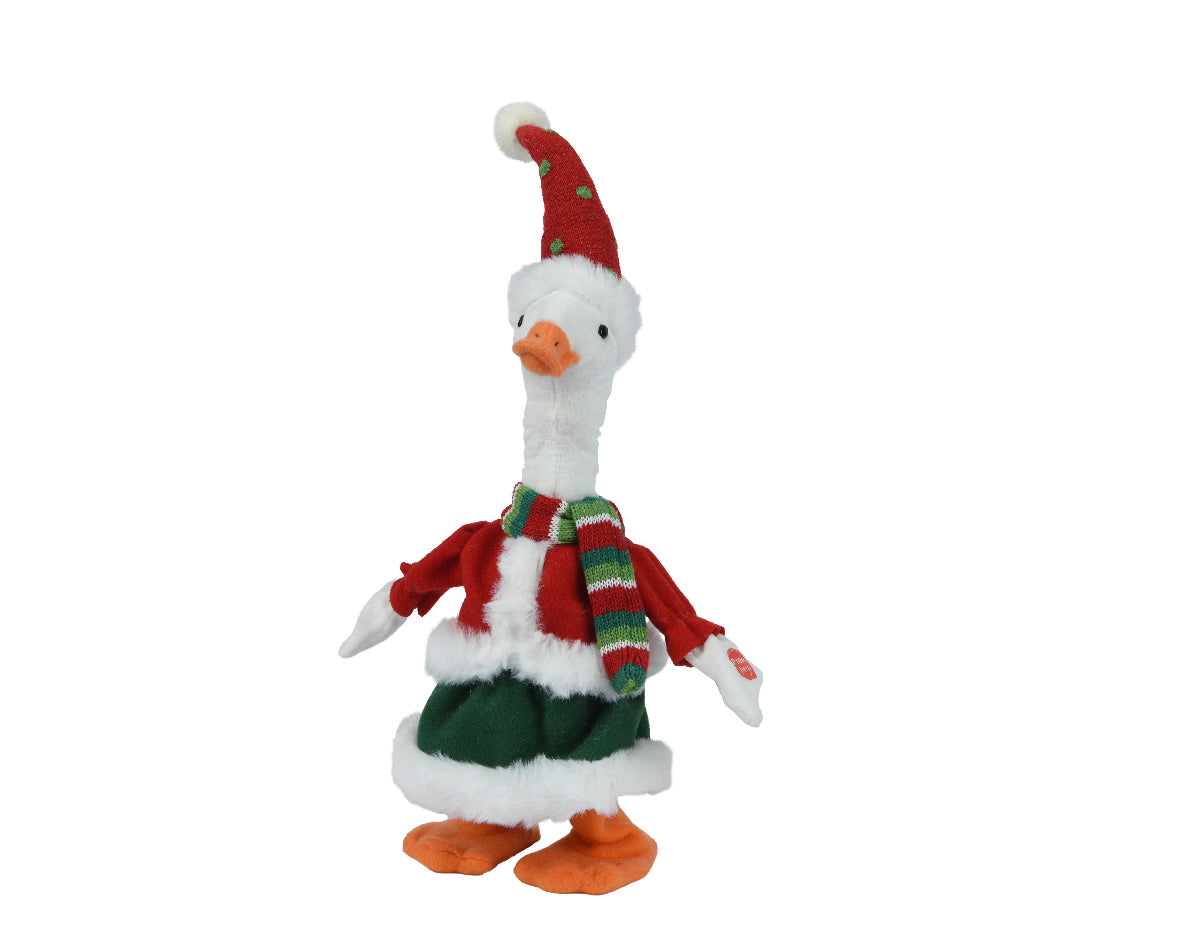 Canard avec écharpe et bonnet rouge x 10,2x22,9x40,6 cm