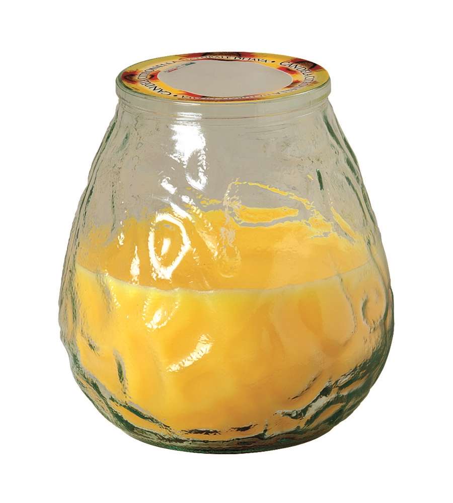 Bicchiere in vetro con candela alla citronella