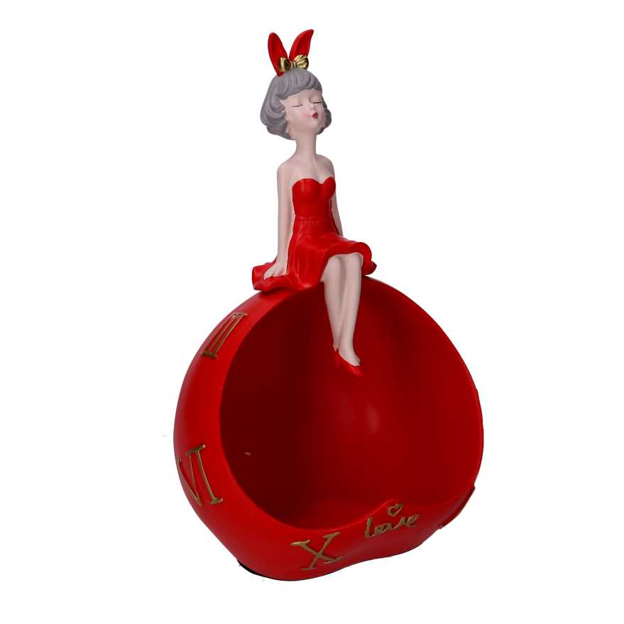 Vide poche femme rouge en résine 20x15h32 cm