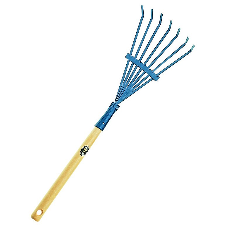 Scopetta da giardino 7 denti con manico in legno 30 cm