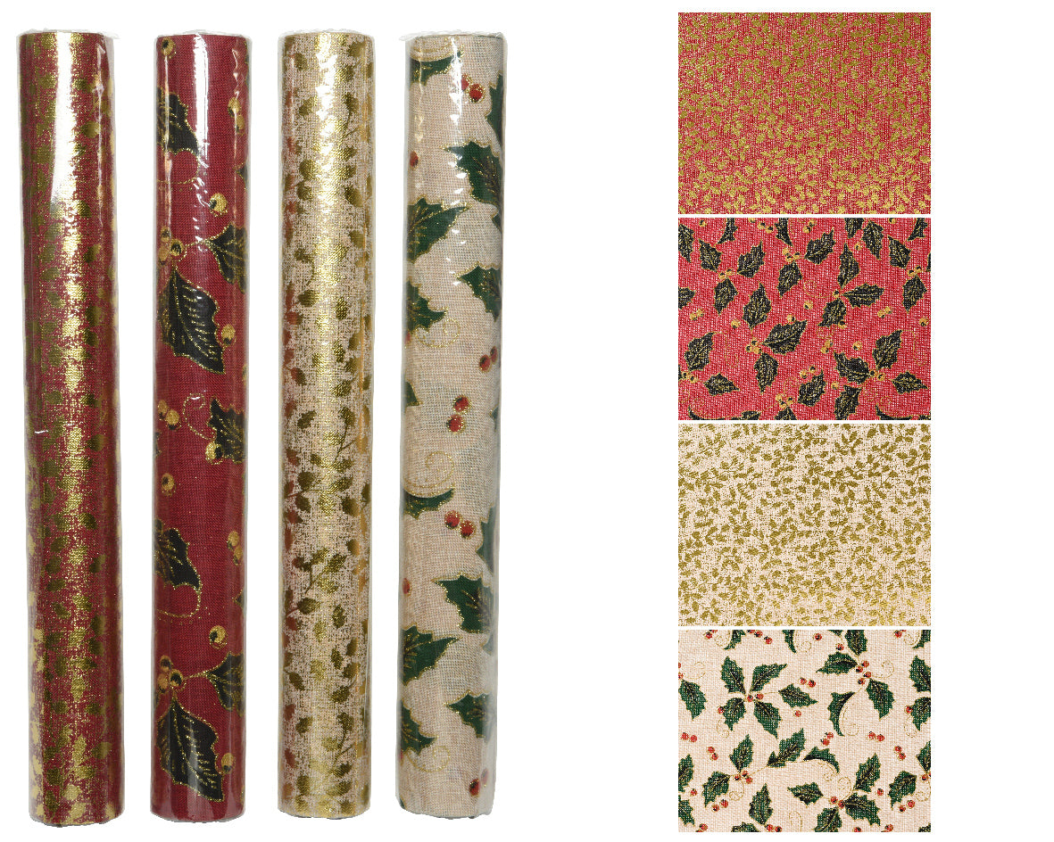 Tissu déco feuille d'or-cerise 200x35 cm