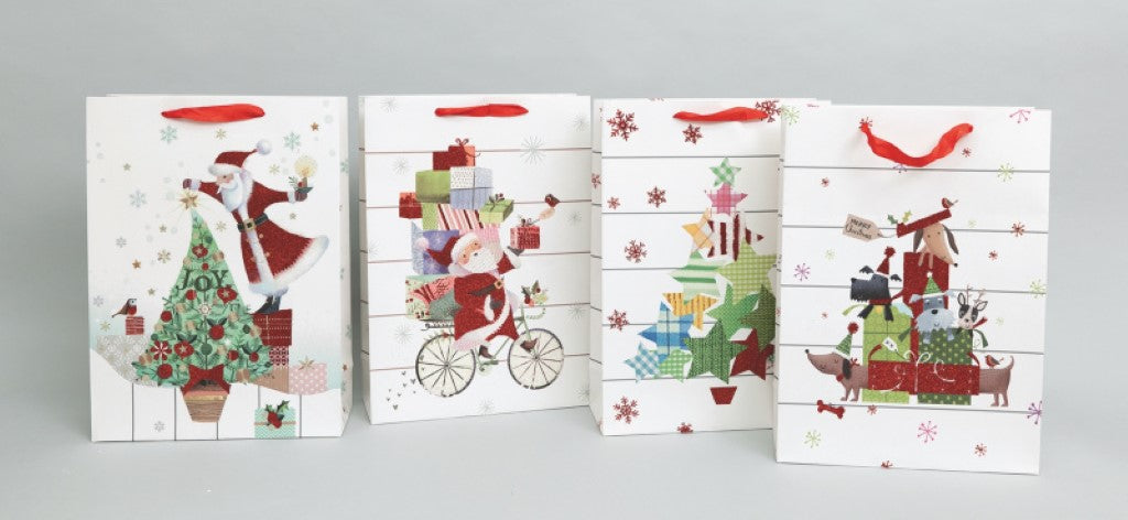 Sac cadeau de Noël blanc 30x12x42 cm