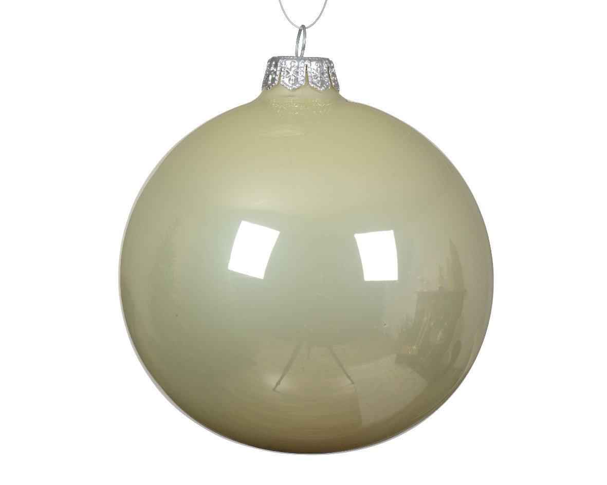 Boules en verre menthe blanche 8 cm - 6 pcs