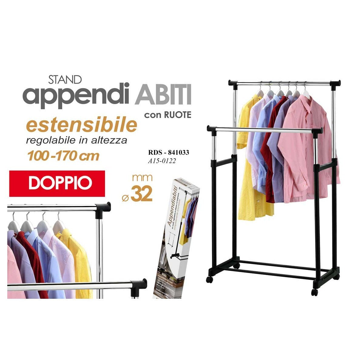 Appendiabiti doppio ø32 mm 100-170 h