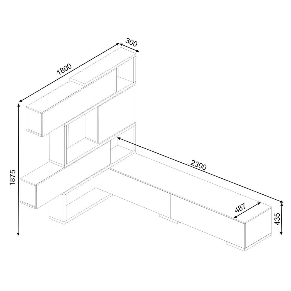 Élément mural noyer et blanc 187,5x48,7x293