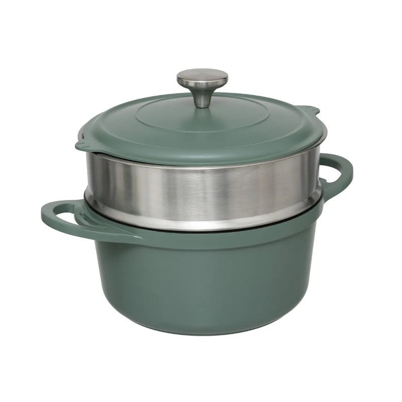 Marmite vapeur D24 cm en fonte d'aluminium verte