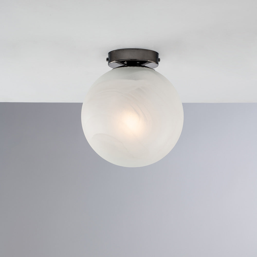 Plafonnier en fer bronzé 1 lumière avec sphère dm.20 H.23 - Ø20