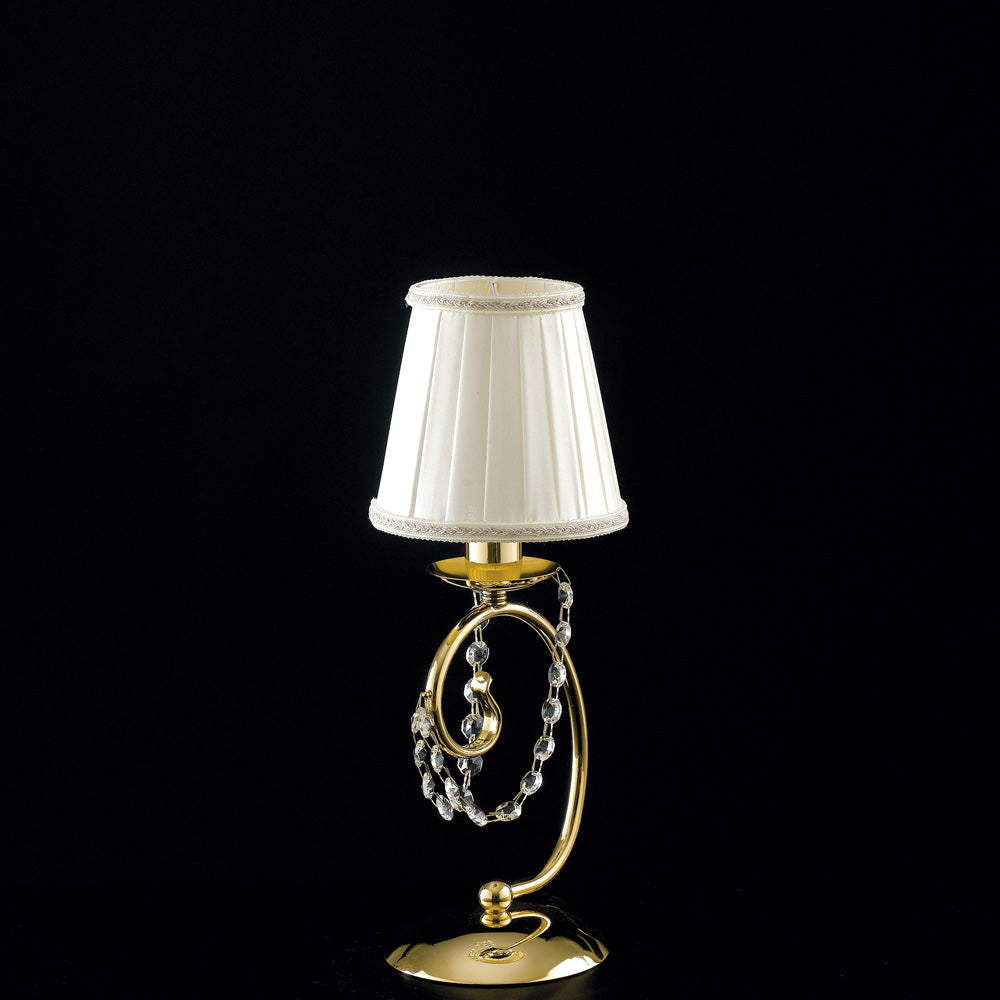 Lampe de table 1 lumière en fer doré avec abat-jour H.27 - Ø13