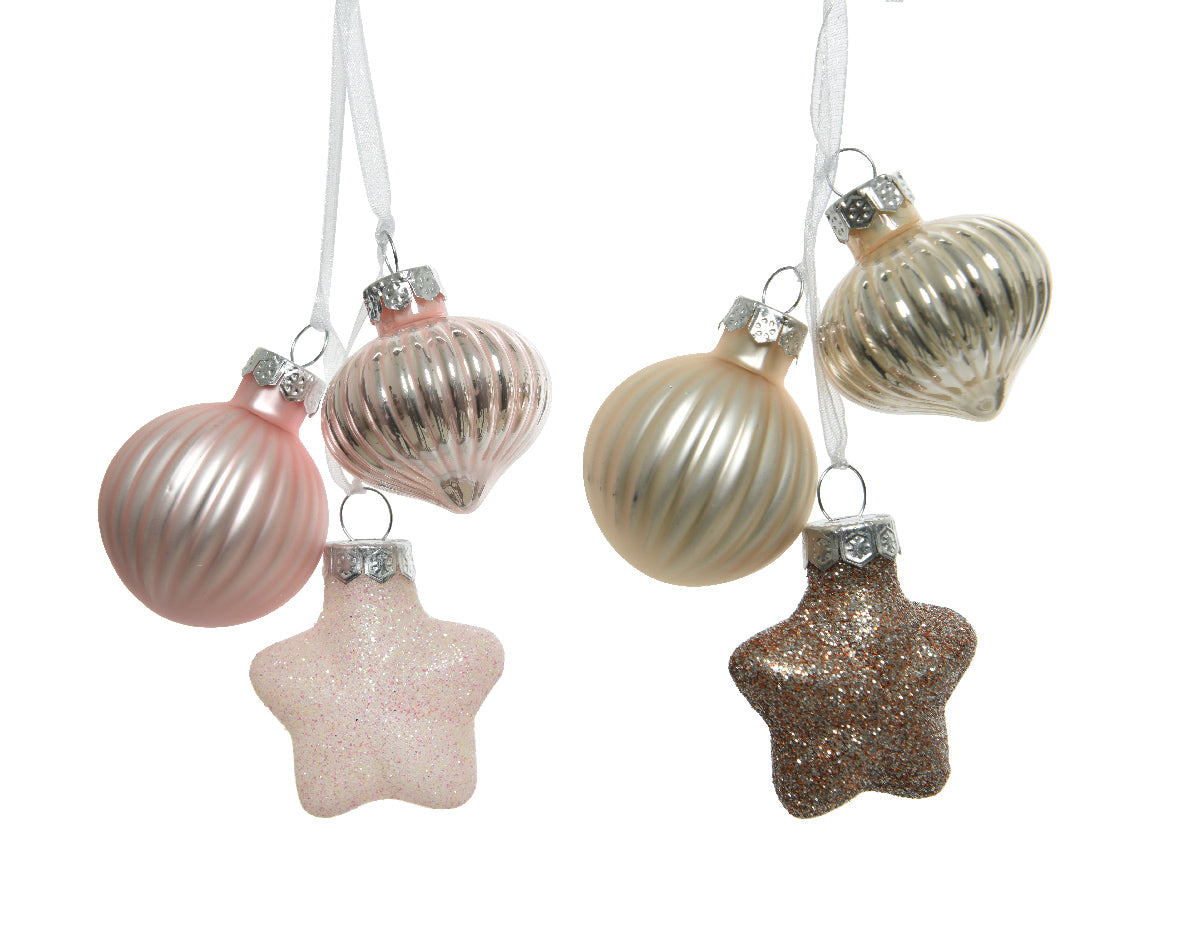 Suspension en verre opaque rose 3,5x4x11,5 cm