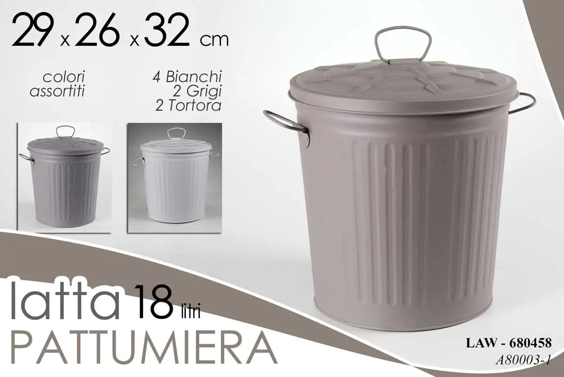 Pattumiera in latta 18 L - 1 pezzo assortito