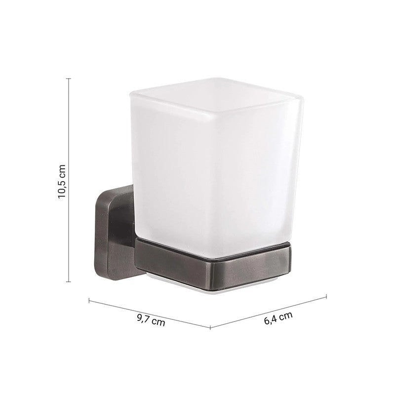 Portaspazzolini bagno Tonga gun metal 9,7 x 6,4x10,5 cm
