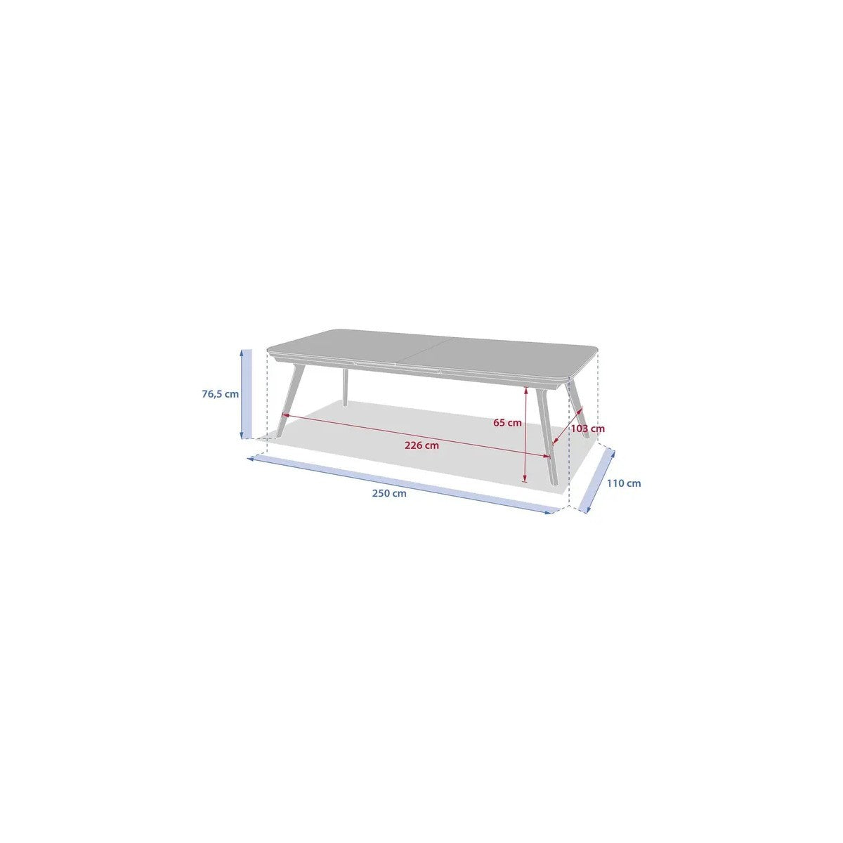 Table de jardin extensible 12 places Pulpy, vert laurier/gris granit