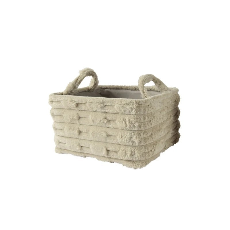 Cesto rettangolare grande con manici marrone chiaro 40 × 30 × H22 cm