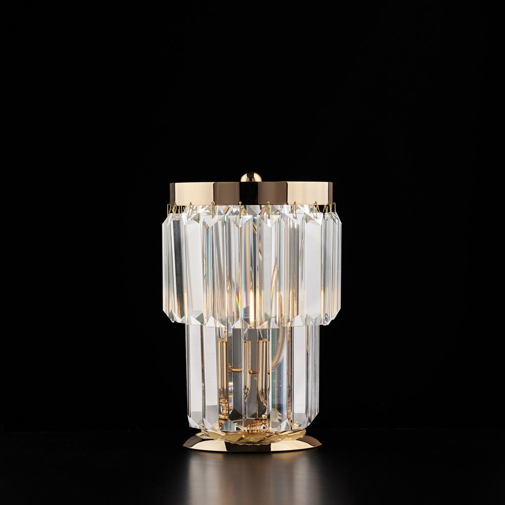 Lampe de table en fer et laiton doré avec strass, 1 lumière H.24 - Ø15
