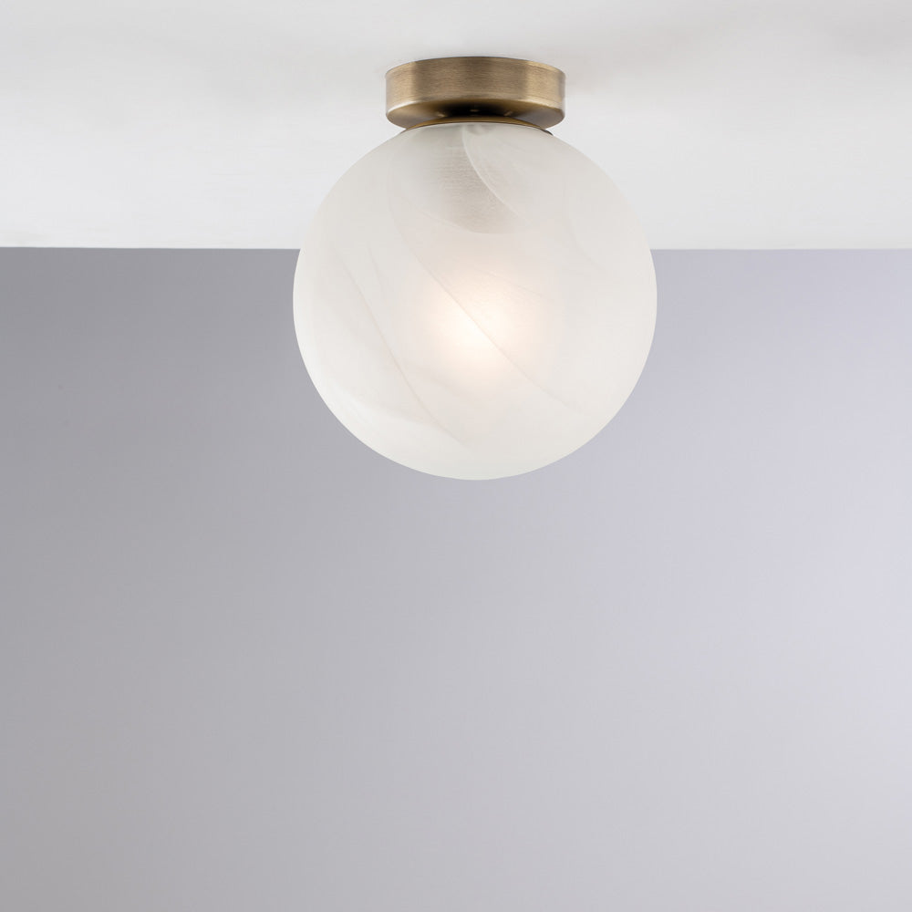 Plafonnier en fer chromé noir 1 lumière avec sphère dm.20 H.23 - Ø20