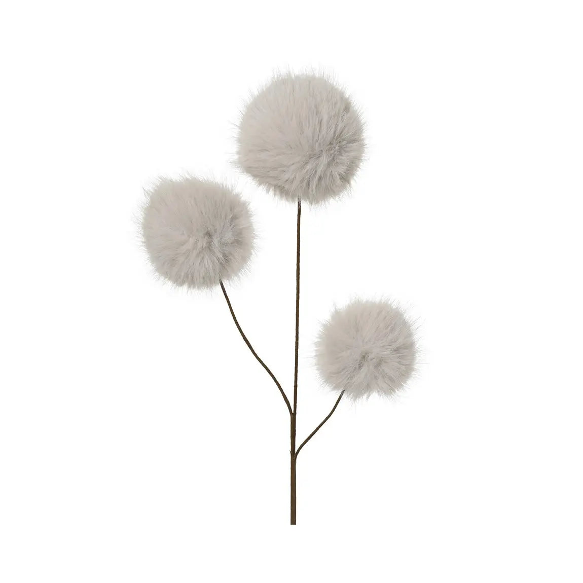 Ramo natalizio con pompon in pelliccia H70 cm