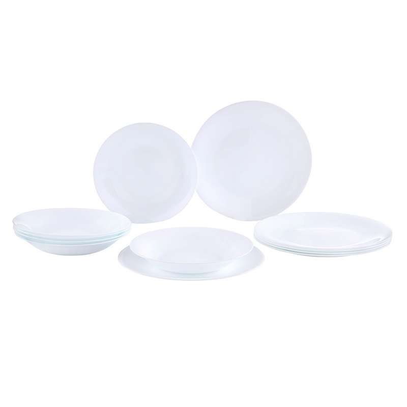 Service de vaisselle Bormioli White Moon 12 pièces en verre opale blanc