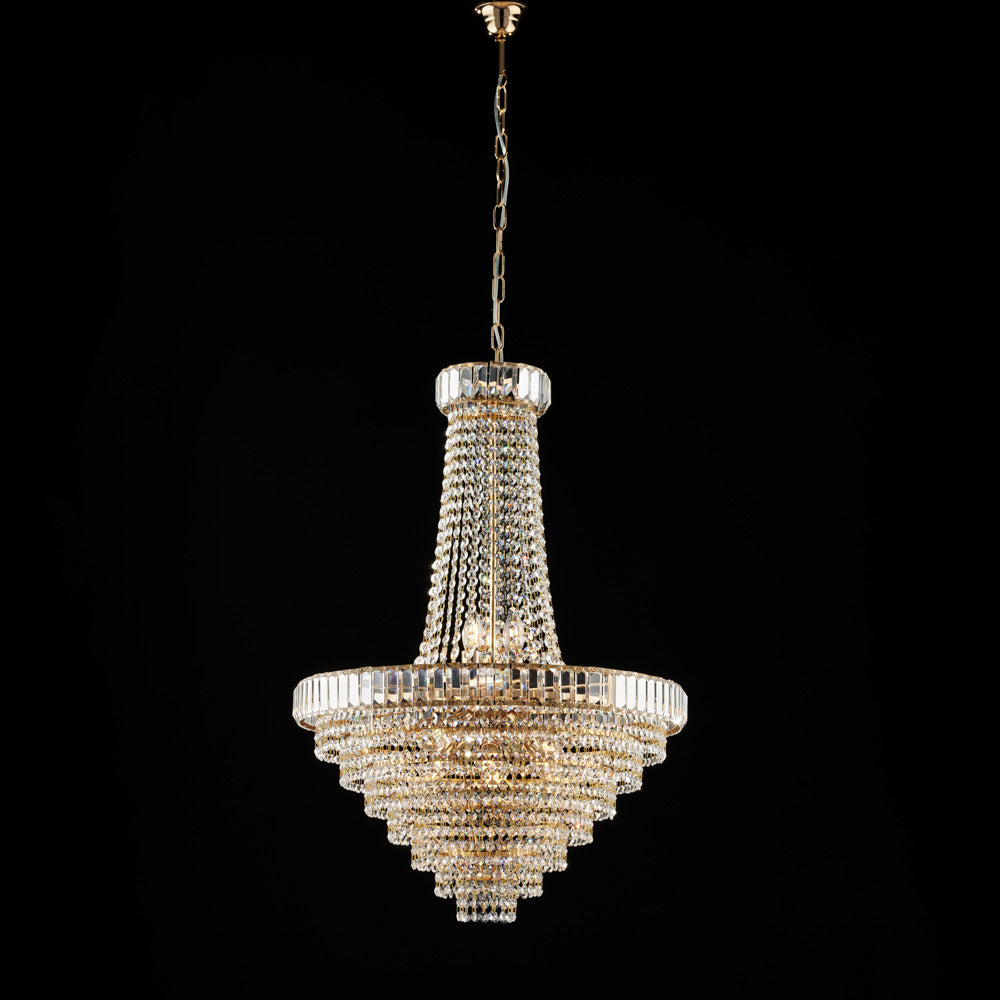Lampadario in ferro e ottone dorato con strass 11 luci H.92 - MAX 152 - Ø62