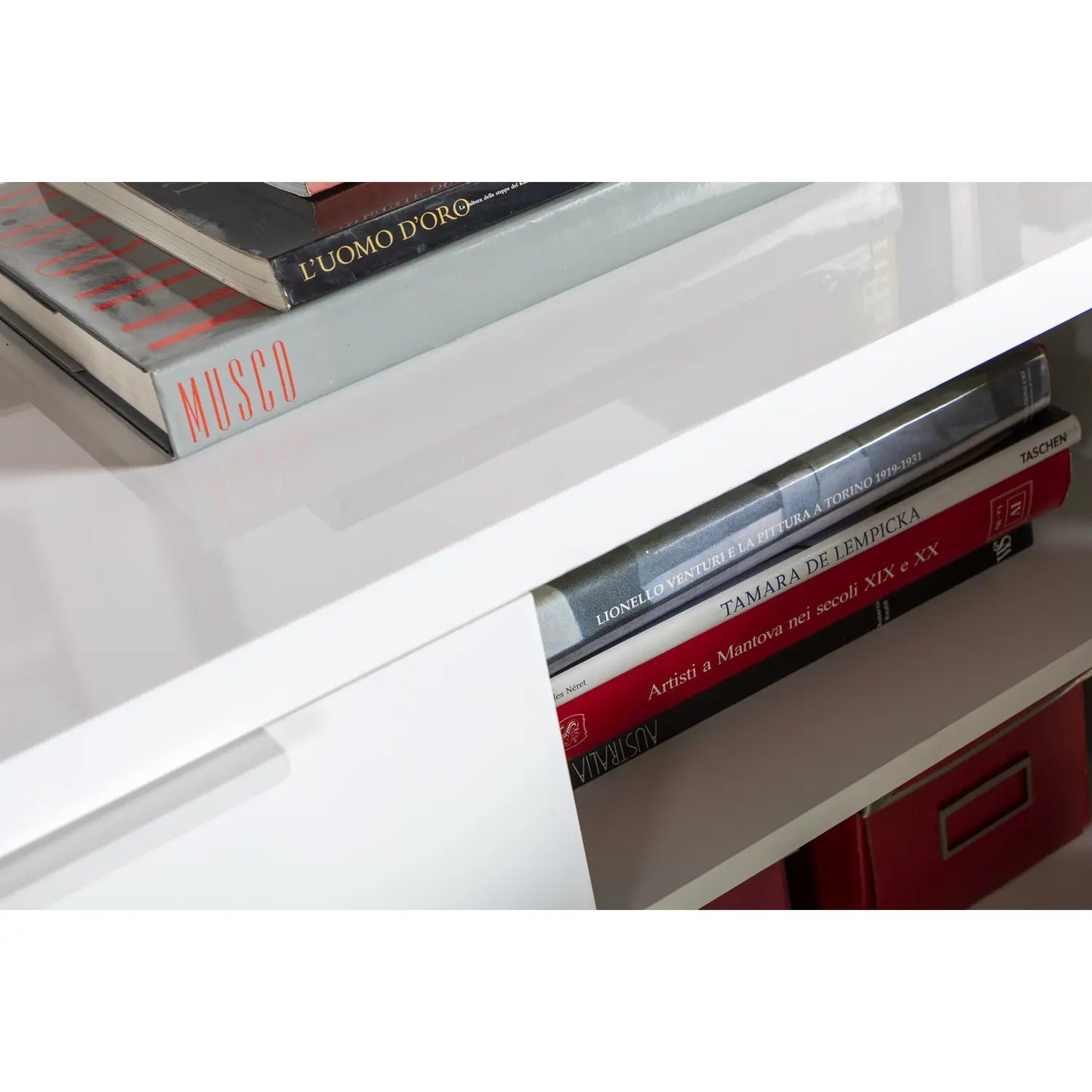 Mundi meuble de rangement 3 portes laqué blanc cm 120x35x102,30h composad