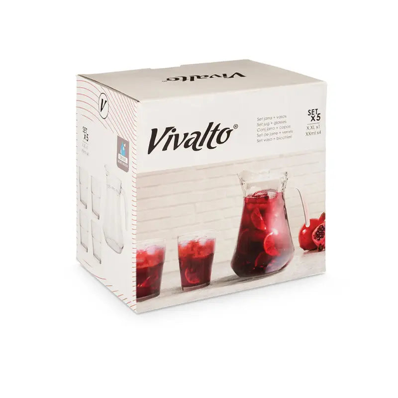 Coffret 5 pièces avec pichet de 1,3 L et 4 verres de 270 ml