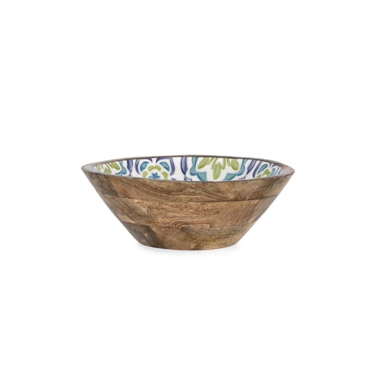 Bol Sintra bleu Bizzotto Ø25x7h avec décoration en majolique en bois de manguier