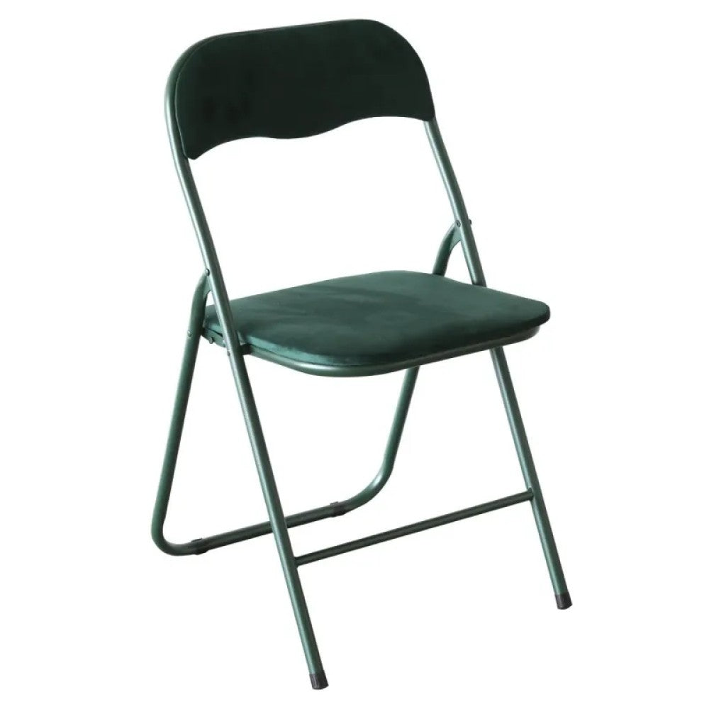 Chaise pliante Amanda en velours vert foncé