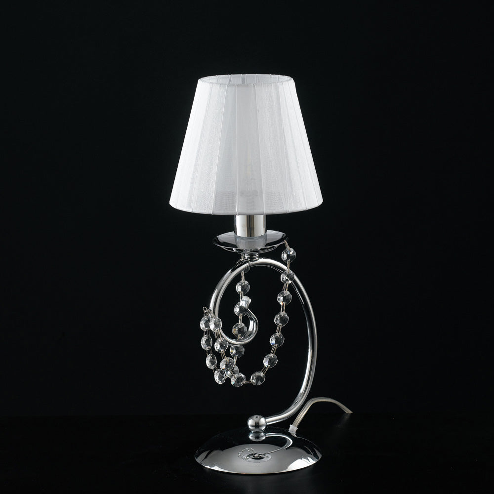 Lampe de table 1 lumière en fer chromé avec abat-jour H.27 - Ø13