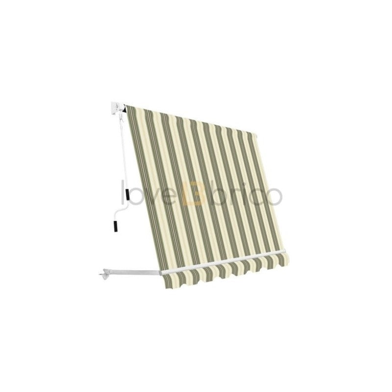 Tenda da sole a caduta 300x250 cm beige rigato con braccetti regolabili
