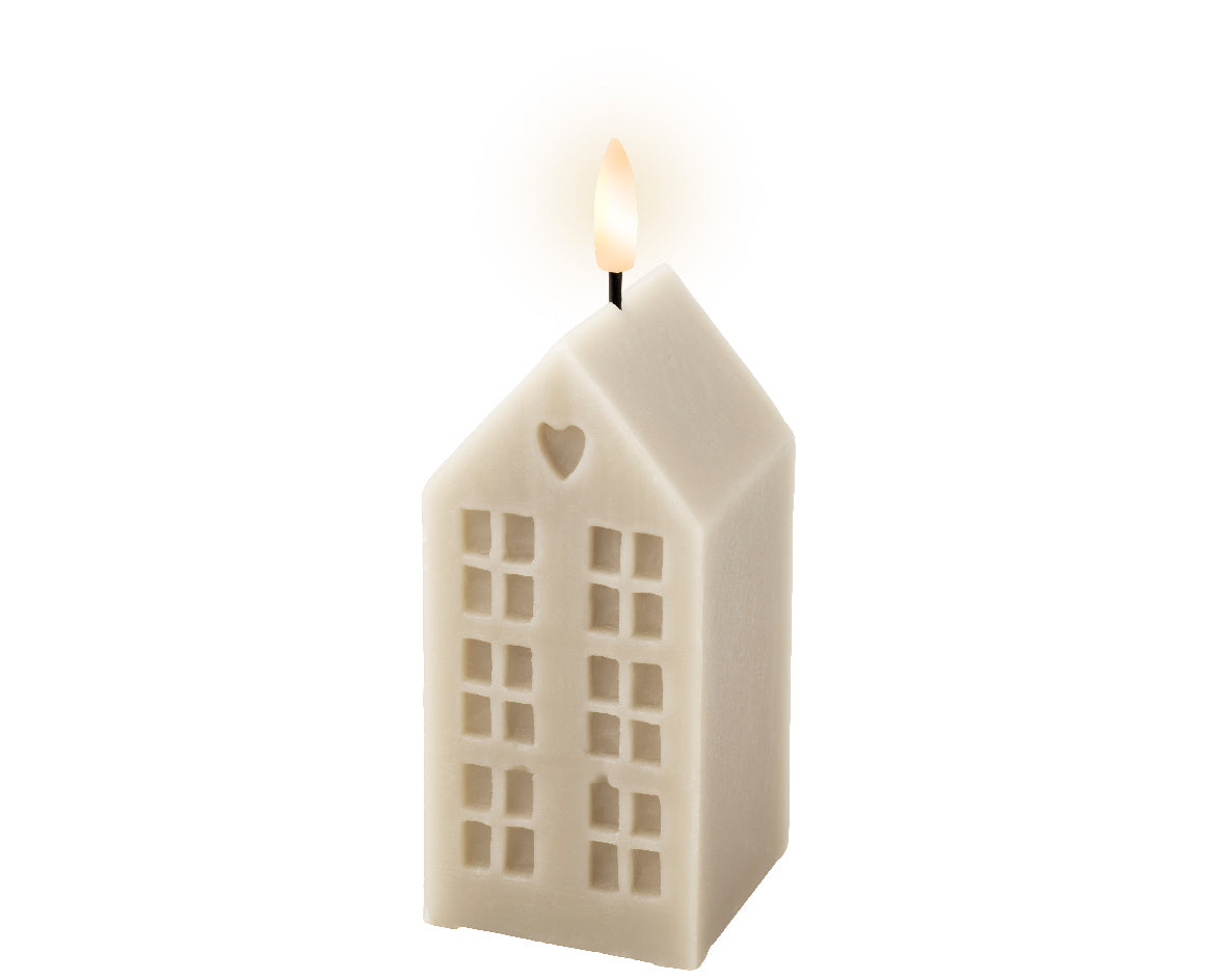 Bougie LED en cire blanche 6x6x14,8 cm