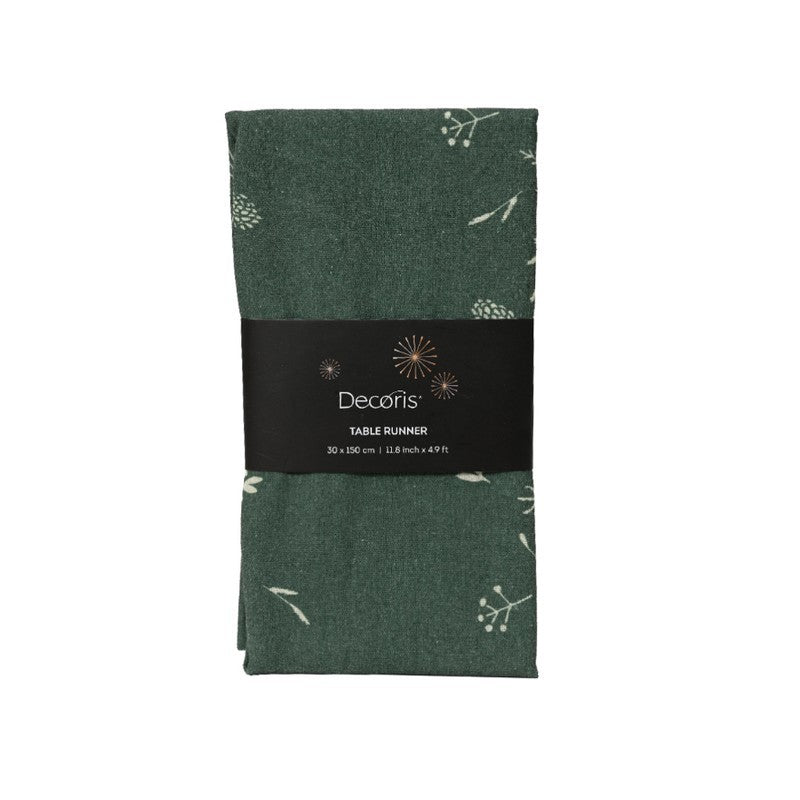Runner da tavola natalizio verde con fiocchi 40 × 140 cm