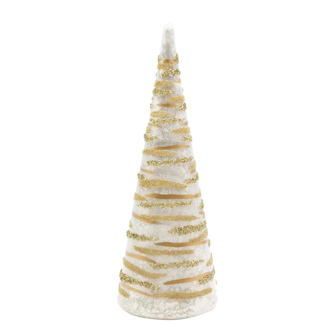 Pino decorativo Streaks in vetro bianco Ø8,5 × H25 cm