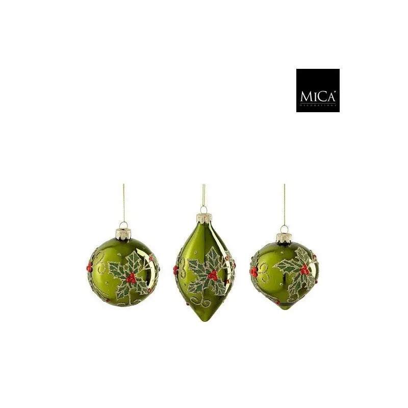 Decorazione natalizia verde con decori sfera. cipolla o goccia – 1 pezzo assortito