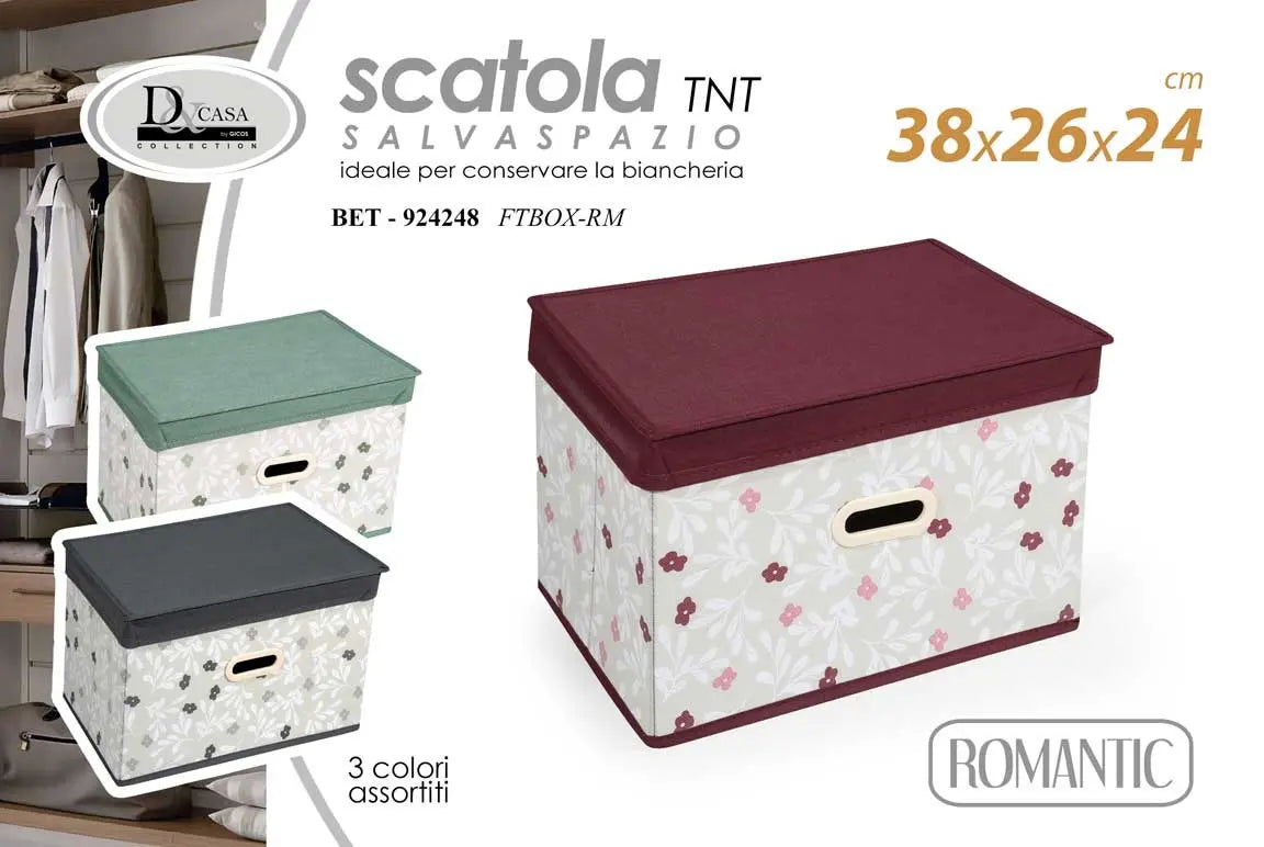 Scatola salvaspazio in TNT Romantic 38x26x24 cm - 1 pezzo assortito