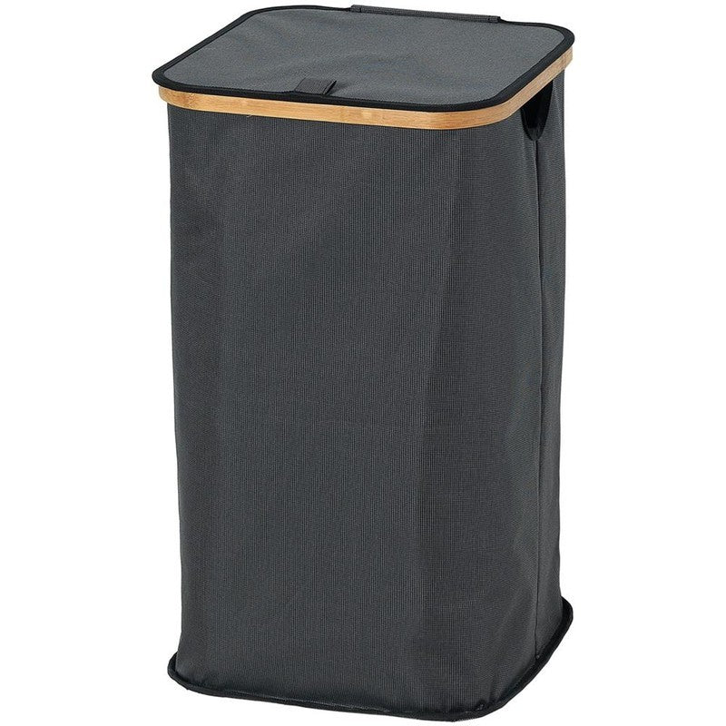 Portabiancheria in bambù 33,5 × 33,5 × 58,5 cm grigio scuro/nero