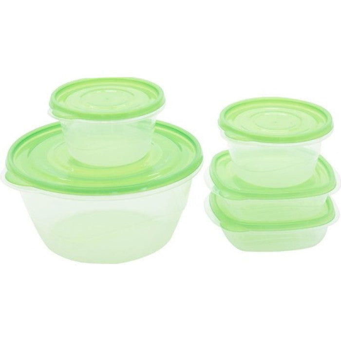 Lot de 5 récipients avec couvercles verts