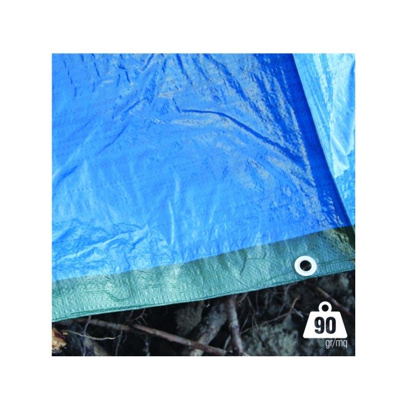 Telo occhiellato blu/verde 8x12 m