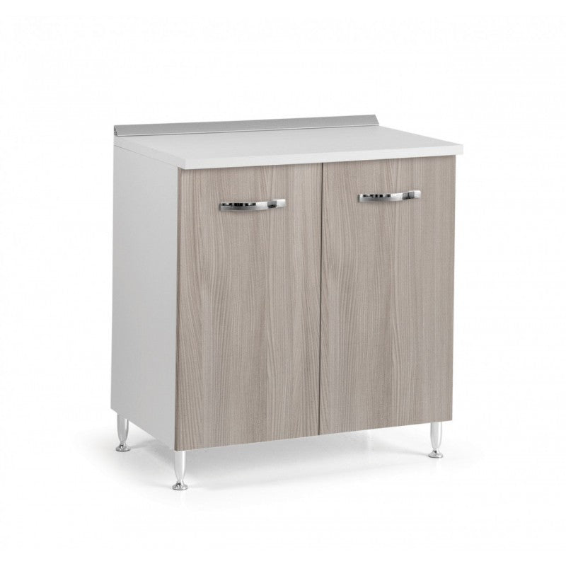 Meuble bas de cuisine Blanc avec 2 portes Orme, 80x50xH 85 cm