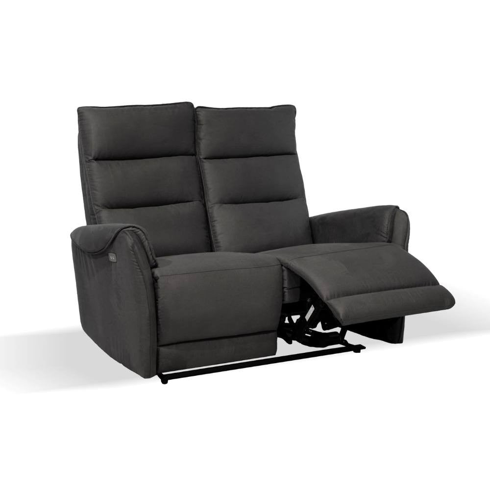 Canapé 2 places avec 2 fauteuils inclinables électriques effet nubuck gris 135 x 98 x 109 cm