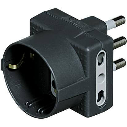 Adaptateur Tris Gray 10/16A avec prise allemande et 2 prises Bypass