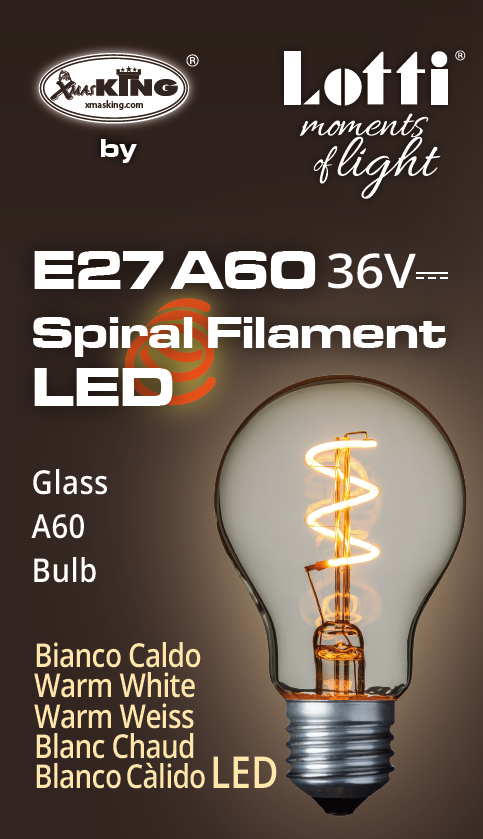 Lampe spirale goutte E27 36V Ø60mm Blanc Chaud