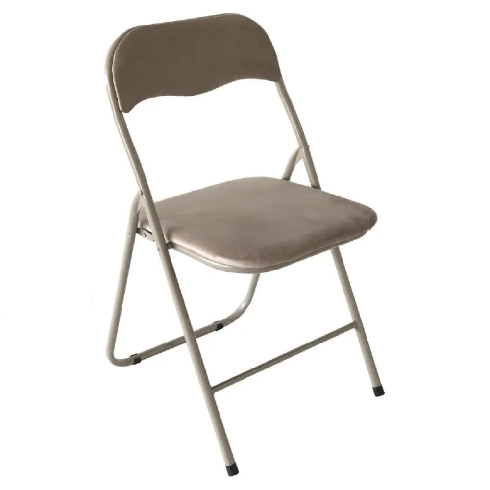 Sedia pieghevole amanda in velluto tortora