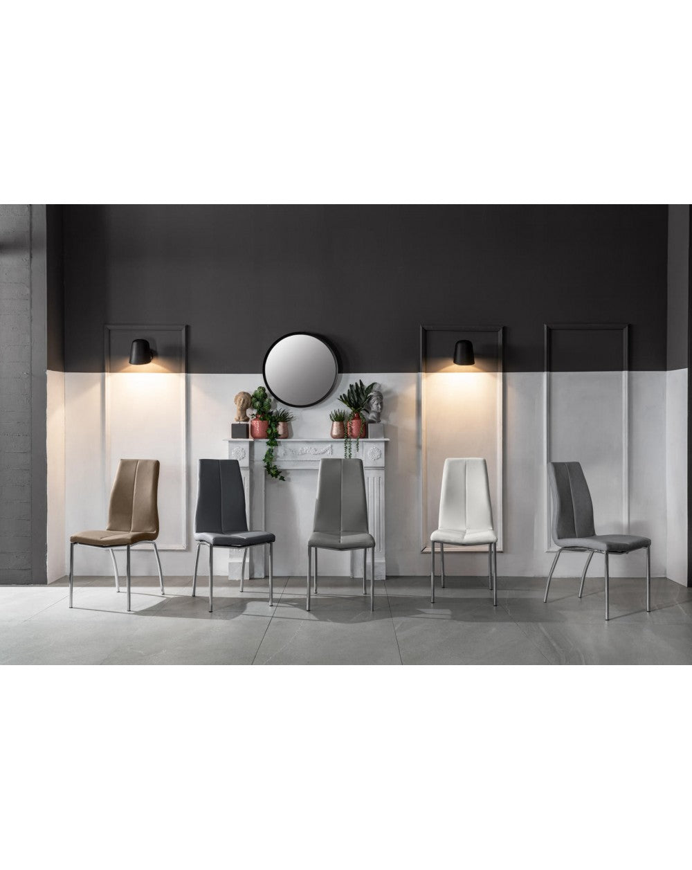 4x Sedie in similpelle grigio scuro con gambe grigio scuro – Viva