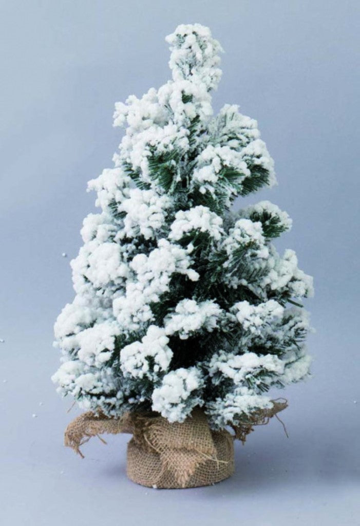 Arbre enneigé en PVC avec socle de 40 cm