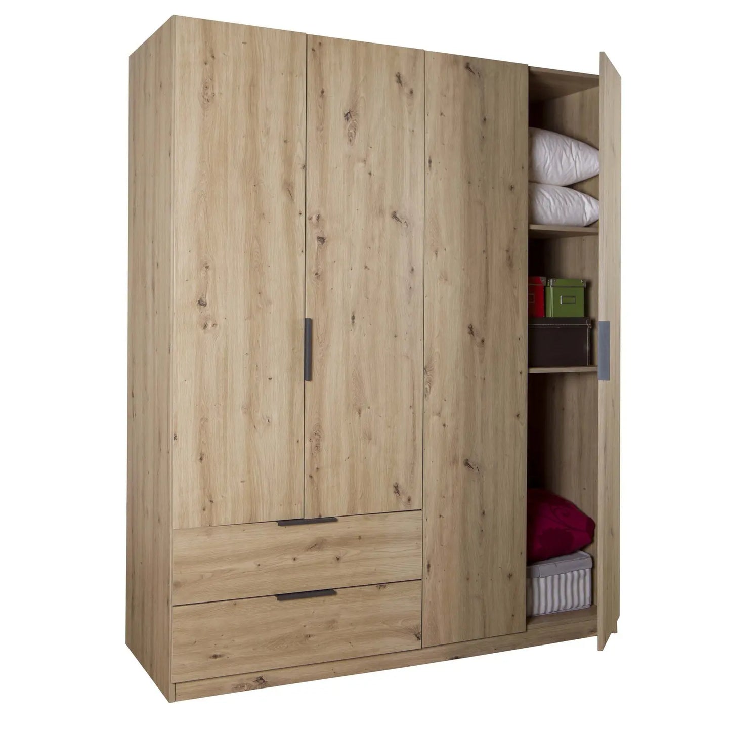 Armoire avec 4 portes et 2 tiroirs 162x58 cm chêne artisanal