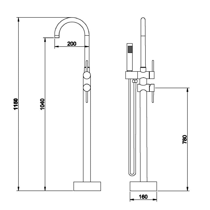 Miscelatore monocomando per vasca Dante - Cromo