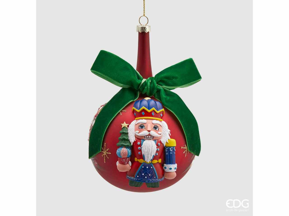 Boule en verre casse-noisette 10cm rouge